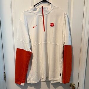 Nike White and Orange Logo Pullover
